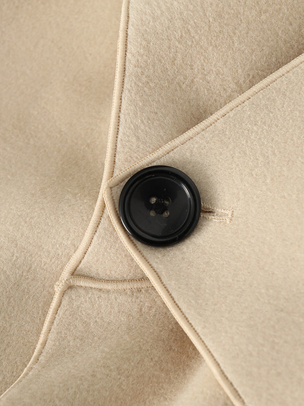 Original Stylish Loose Long Sleeves Solid Color Woolen Coats