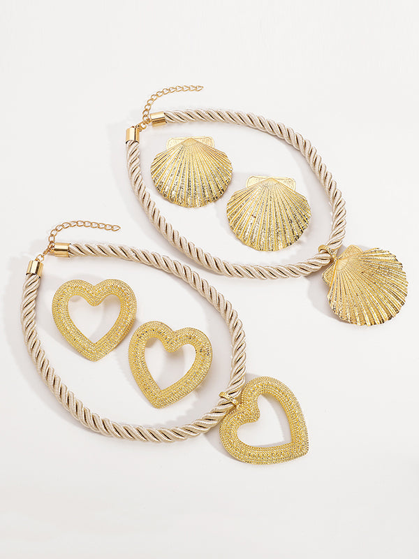 Heart Shape Necklaces Accessories + Drop Earrings