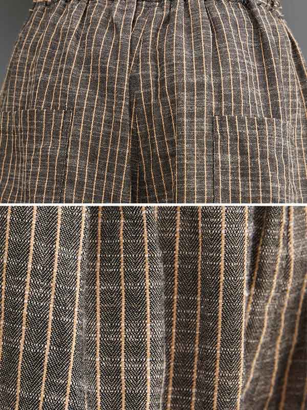 Vintage Ramie Cotton Notched Collar One Button Suits+Column Pants 2 Pieces Set