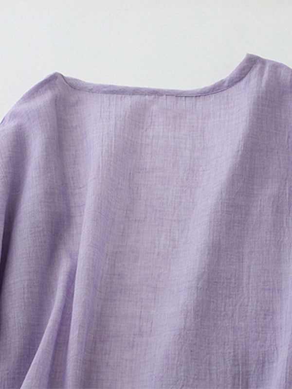 Pleated See-Through Solid Color Loose Short Sleeves Outerwear Cover-Ups Tops
