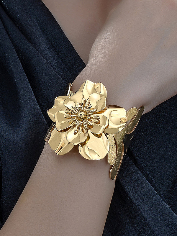 Flower Shape Hollow Solid Color Bracelet Accessories
