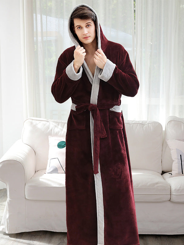 Comfortable Hooded Bandage Warm Pajama Robe