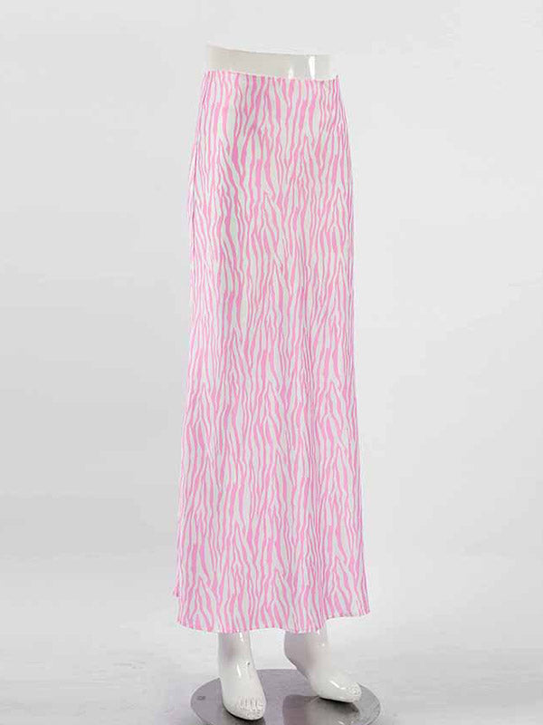 Contrast Color Zebra-Stripe Mermaid Skirts Bottoms