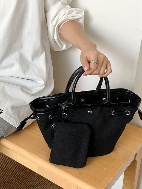 Drawstring Split-Joint Tote Bags Handbags