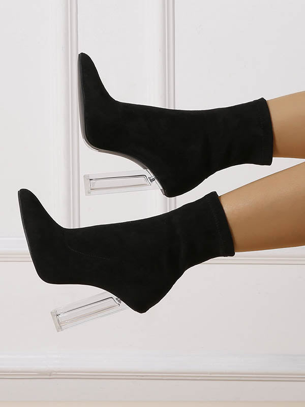 Pointed-Toe Split-Joint Pumps Boots