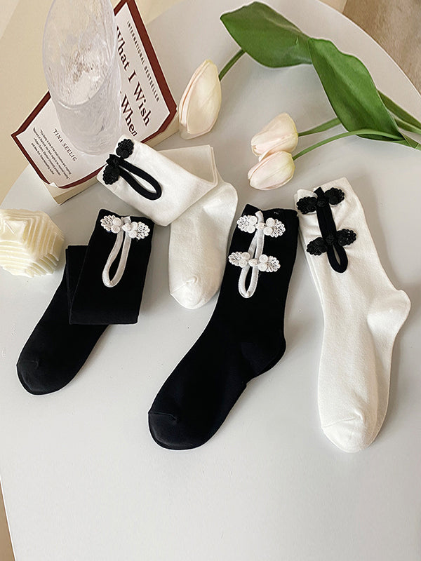 Casual Hollow Solid Color Disc Buckle Socks Accessories