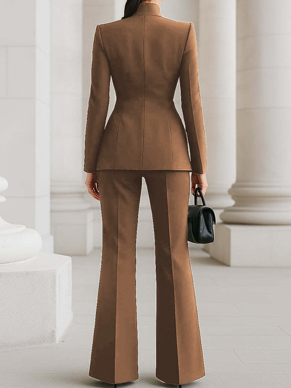 High Waisted Wide Leg Solid Color Pants Suits Bottoms