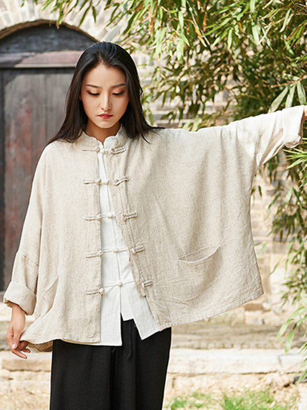 National Button Retro Linen Cover-up