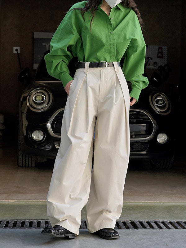 Asymmetric Solid Color Long Sleeves Loose Lapel Blouses