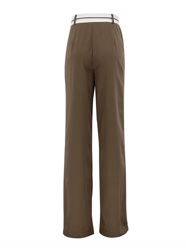 Leisure High Waisted Wide Leg Pleated Pants