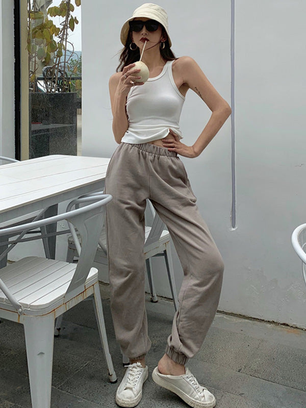 Original Solid Color Round-Neck Sleeveless Vest Tops