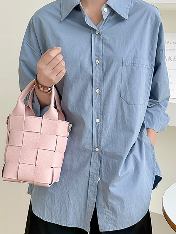 Solid Color Woven Handbags Crossbody Bags