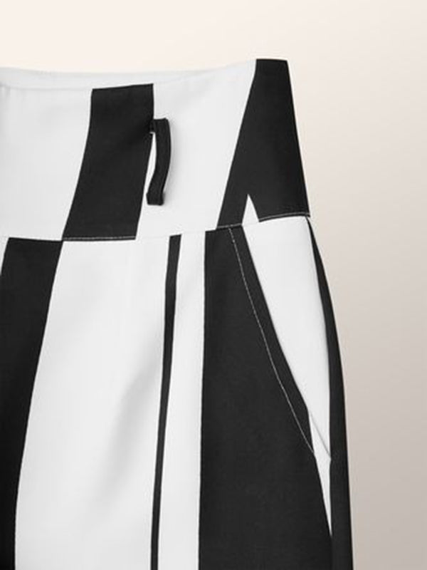 Striped Tied Waist High Waisted Loose Trousers Pants