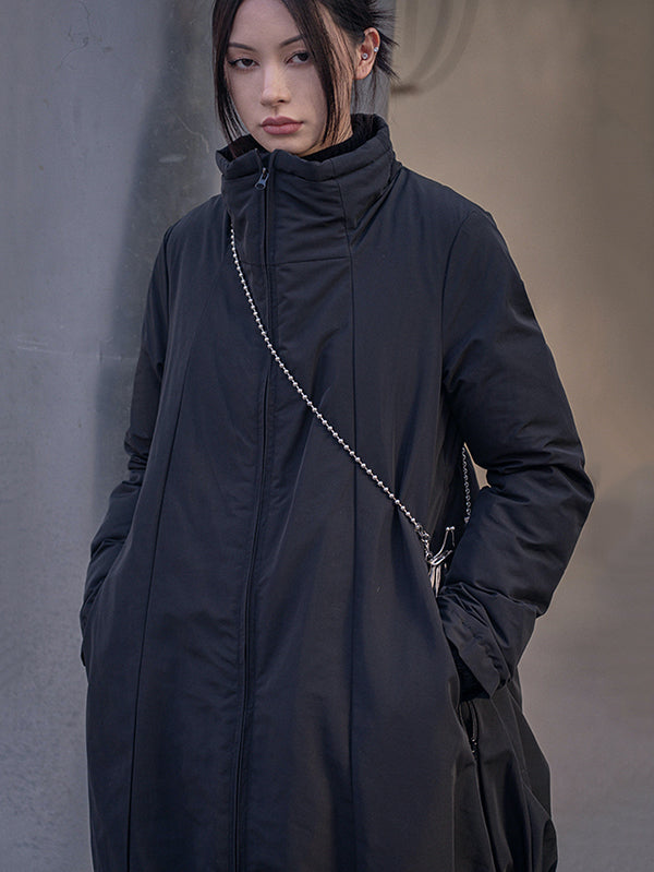 Urban Long Sleeves Solid Color Zipper High-Neck Padded Coat