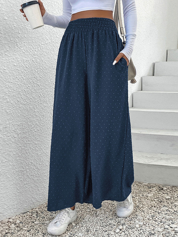 Elasticity Jacquard Wide Leg Trousers Pants