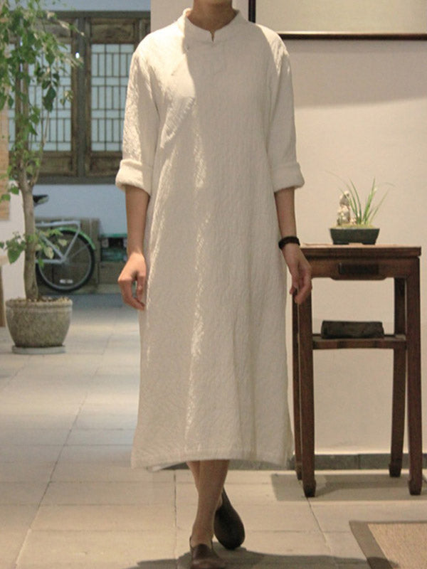 Vintage Jacquard Split-Side Midi Dress Long Cheongsam