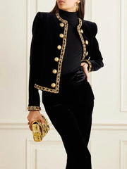 Long Sleeves Buttoned Round-Neck Jackets