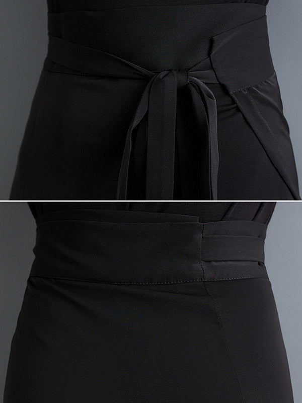Pleated Printed Split-Joint Tied Waist A-Line High Waisted Skirts