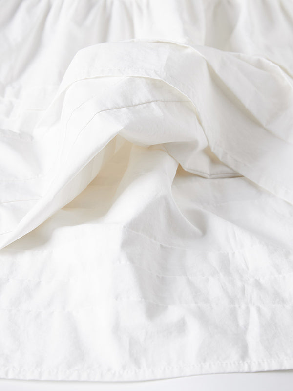 Drawstring Elasticity Pleated See-Through Solid Color Split-Joint A-Line Loose Skirts