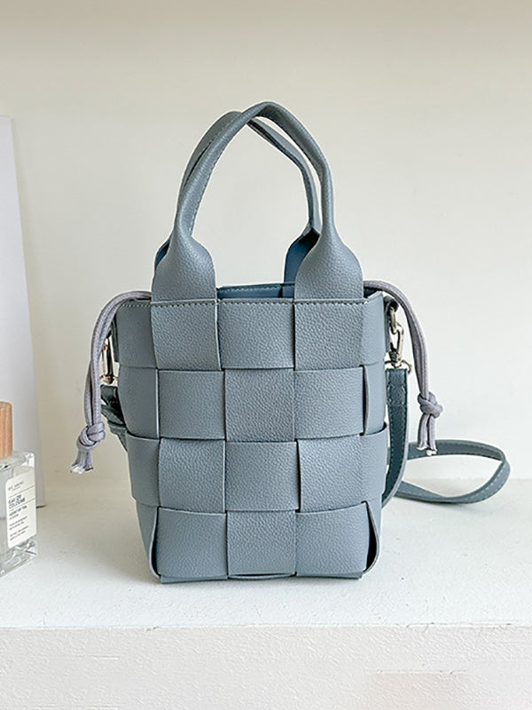 Solid Color Woven Handbags Crossbody Bags