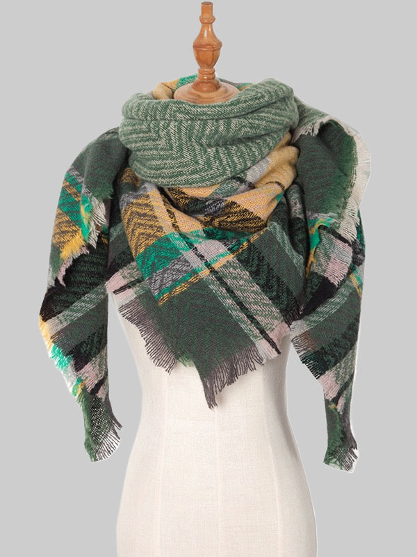 Keep Warm Plaid Tasseled Thick Shawl&Scarf