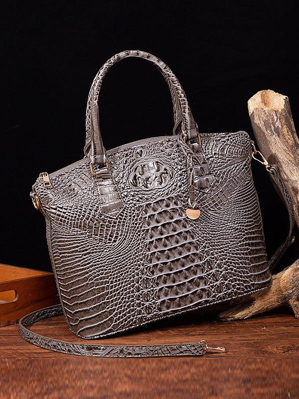 Alligator Print Pleated Split-Joint Handbags Bags
