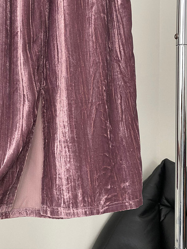 Elasticity Solid Color Split-Back High Waisted H-Line Skirts