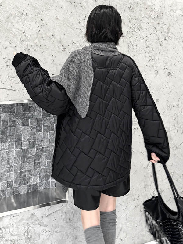 Buttoned Contrast Color Reversible Split-Joint Long Sleeves Loose Collarless Outerwear Cardigan Tops