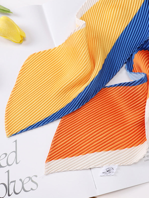 Casual Pleated Contrast Color Shawl&Scarf