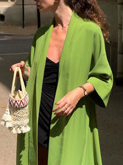 Solid Color Split-Joint Long Sleeves Loose Collarless Outerwear