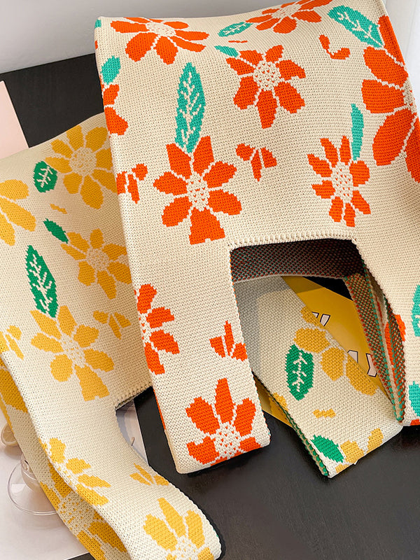 Floral Printed Woven Handbag Bags Accessories