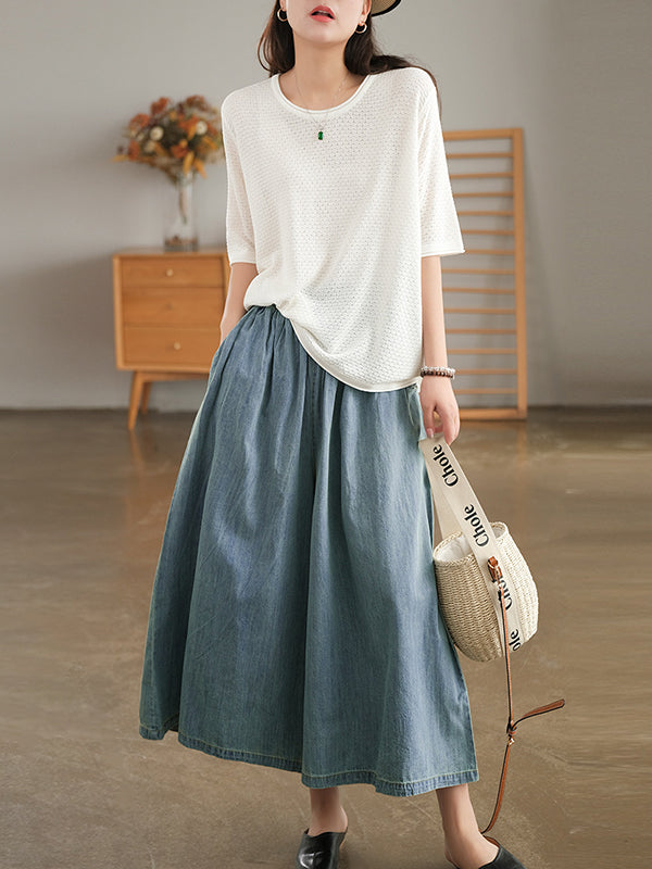 Artistic Retro Loose Wide Legs Elasticity Jean Pants