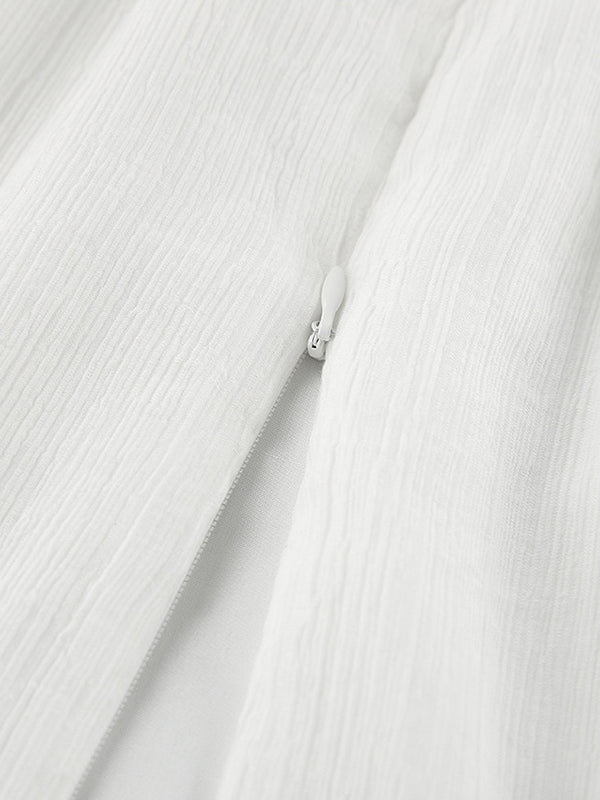 Falbala Solid Color Wrap Round-Neck Mini Dresses