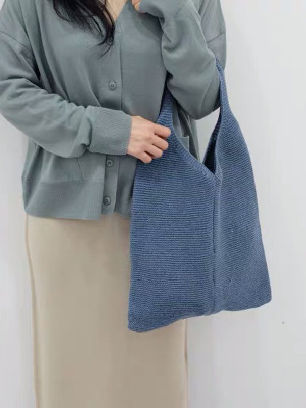 Solid Color Woven Handbag Bags