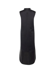 Solid Color Split-Joint Zipper A-Line High-Low Round-Neck Maxi Dresses