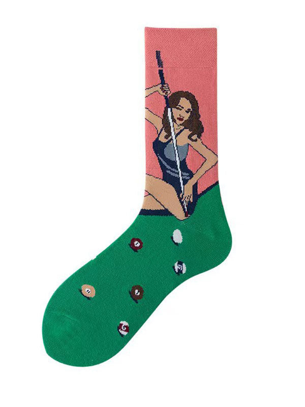Contrast Color Figure Split-Joint Sweat-Absorbing Socks Accessories