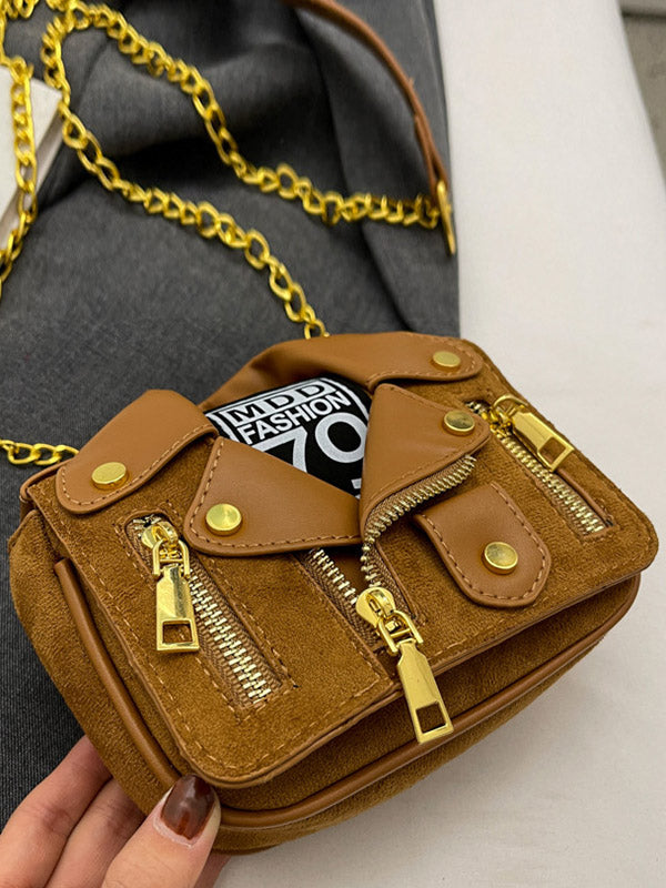 Chains Geometric Zipper Handbags Crossbody Bags Bags
