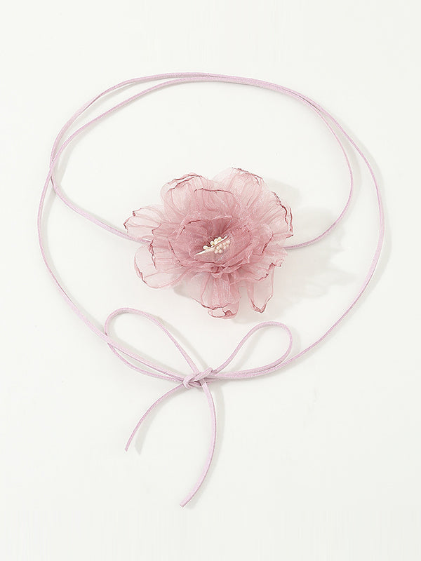 Flower Shape Gauze Necklaces Accessories Dainty Necklace