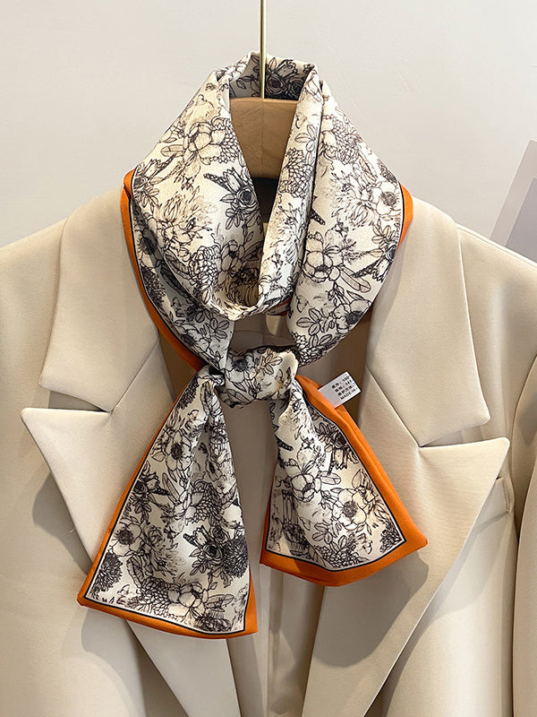 Contrast Color Floral Printed Scarf Hair Band