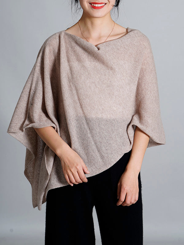 100% Cashmere Solid Color Cape Shawl&Cloak