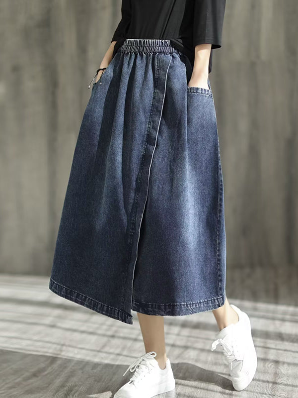 Asymmetric Elasticity Split-Joint Loose Skirts