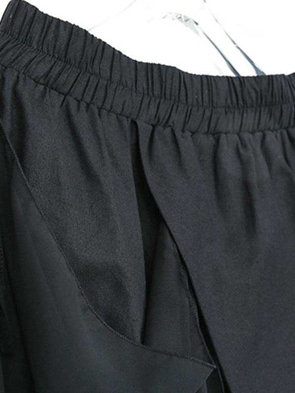 Pleated Solid Color Harem Pants Loose Ninth Pants