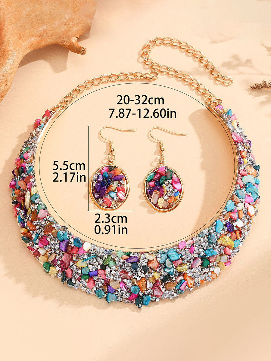 Geometric Rhine Stones Shiny Irregularity Sets Necklaces Accessories Earrings Accessories