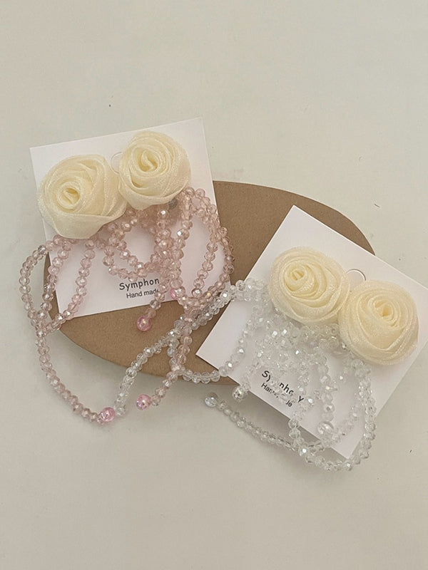 Beaded Flower Shape Earrings Accessories