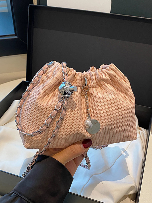 Chains Drawstring Split-Joint Woven Crossbody Bags Bags Accessories Bags