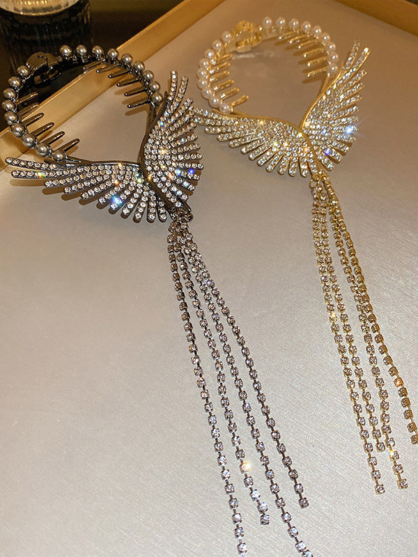 Geometric Rhine Stones Tasseled Hair Accessories