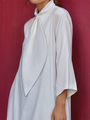 Loose Three-Quarter Sleeves Solid Color Stand Collar Mini Dresses Shirt Dress