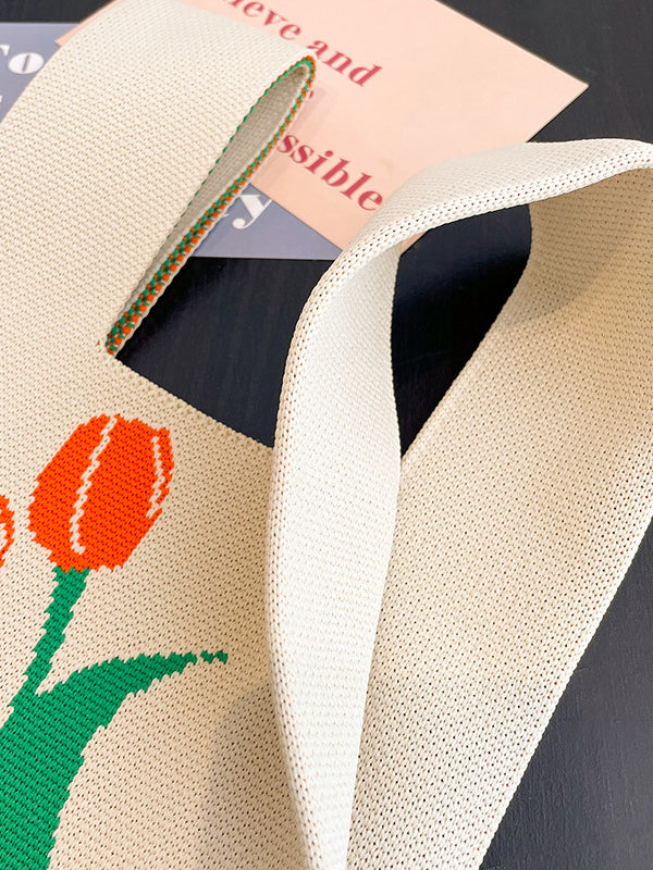 Floral Printed Woven Handbag Bags Accessories