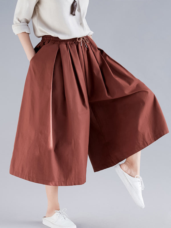 Urban Drawstring High Waisted Wide Leg Pants Culotte