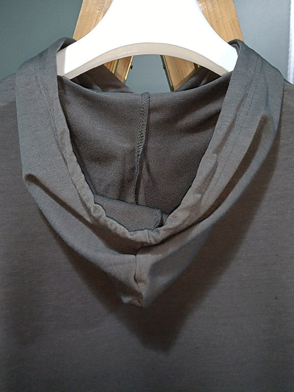 Urban Loose Drawstring Split-Side Solid Color Hoodies Top